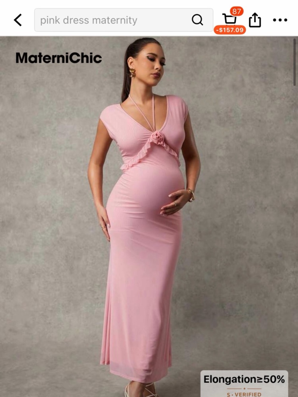 Pink Maternity Maxi Dress